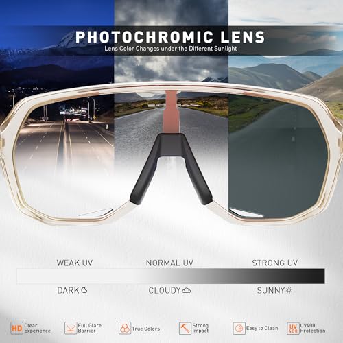 Photochromic Cycling Sunglasses UV400 TR90 - Red Brown