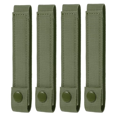 Army Green 4-Pack 6-Inch Molle Straps with Snaps for Tactical Gear, Heavy Duty Webbing Attachments