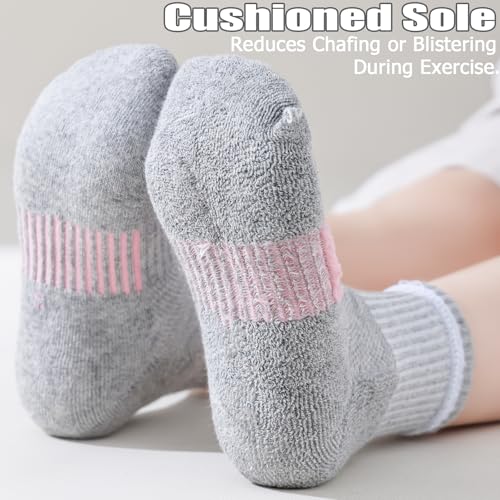 Kids White Cotton Cushioned Ankle Athletic Socks 6 Pairs, 10-14 Years