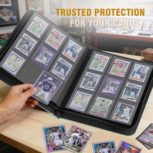 Grey Top Loader Card Binder 9-Pocket Album Holds 288 Cards - Secure Storage