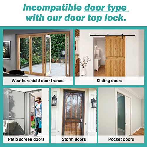 Child Proof Door Top Lock - BILLROAD Top Door Lock for Kids Safety Made of Sturdy Metal | Adjustable Lock Child Safety Top Lock for 0.8-2 inch Thick Interior Doors 2 Pack