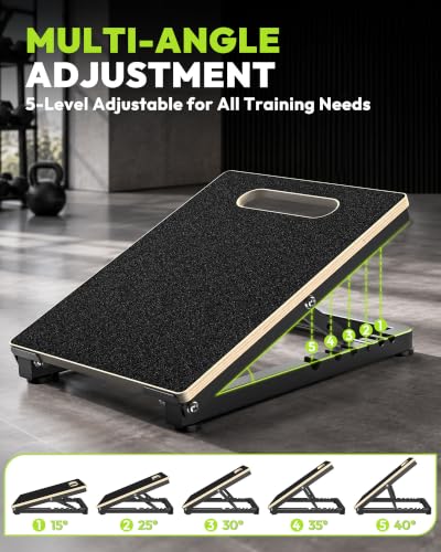 Adjustable Wooden Slant Board - 660 lb Capacity, Non-Slip Surface
