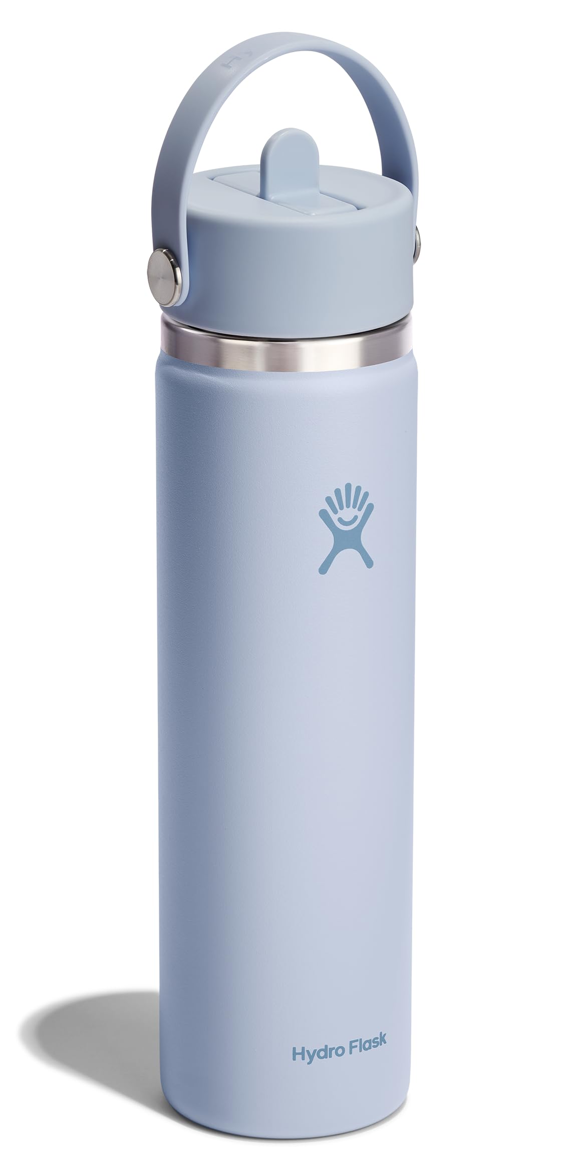 Hydro Flask Water Bottle - Insulated Stainless Steel - Wide Mouth Flex Straw Lid, Non Spill, Leakproof and Refillable in 24 Oz Surf Blue