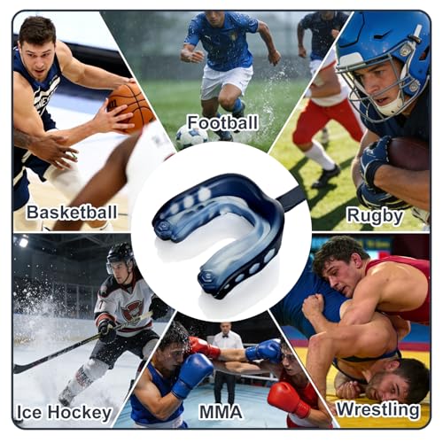 2 Pack Youth Football Mouth Guard with Strap and Case, Adults Sports