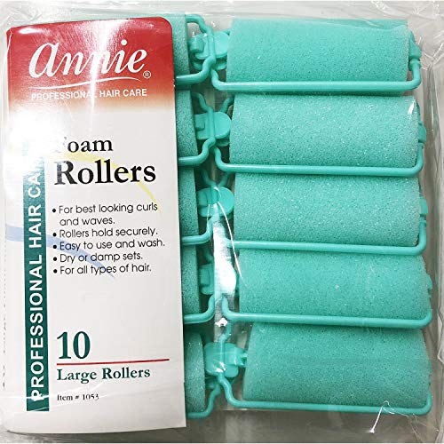 Soft Foam Hair Rollers - Large 1 Inch Heatless Sponge Curlers, 10 Count