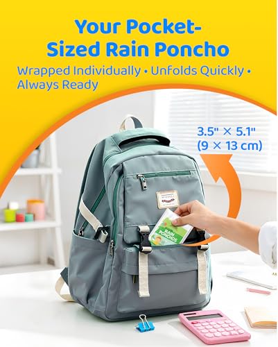 Hitituto Rain Ponchos Family Pack 12 Clear One Size Disposable Hooded Ponchos (12 pcs) - Kids & Adults