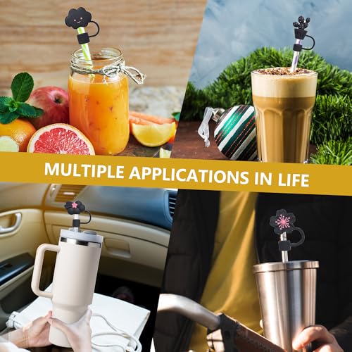 6Pcs Black Silicone Straw Covers for Stanley Cup Accessories