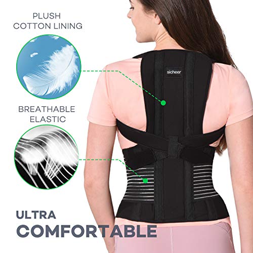 SICHEER Posture Corrector Back Brace for Women & Men Medium (Waist 34-38) — Adjustable