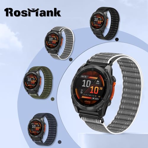 26mm Quickfit Nylon Watch Band - Gray Replacement Strap for Garmin Fenix 8/7X/6X/5X & Tactix 8
