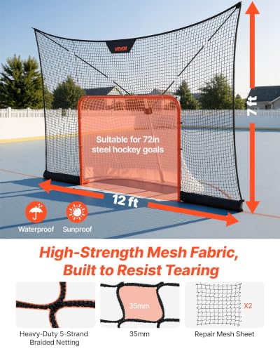 Hockey Goal with Backstop Net Set - 12x7FT Portable Training