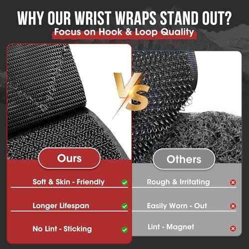 18-Inch Weightlifting Wrist Wraps - Adjustable Support for Powerlifting - Red