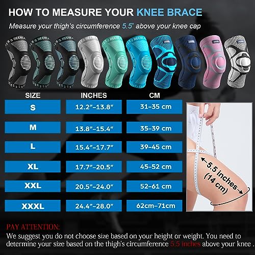 NEENCA Professional Knee Brace Support for Men & Women, Black, Large, Pack of 2
