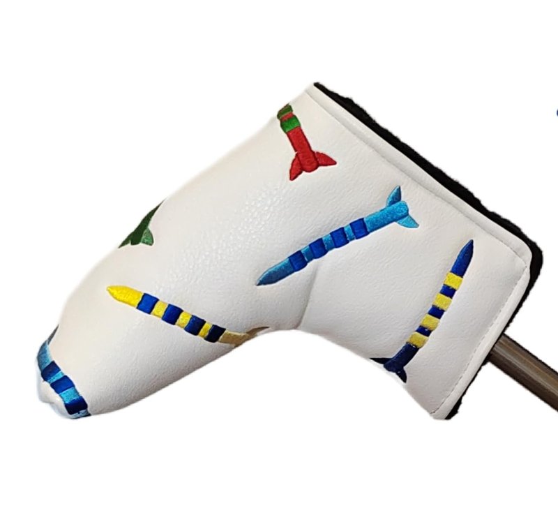 ROYMADE Golf Blade Putter Cover Premium Golf Putter Headcover Missile Design PU Leather Golf T Putter Head Cover (for White Putter 1pc)