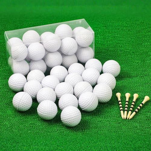 White 20 Pack 41mm Foam Golf Balls with Tees – Limited Flight Realistic Feel Indoor/Outdoor Practice