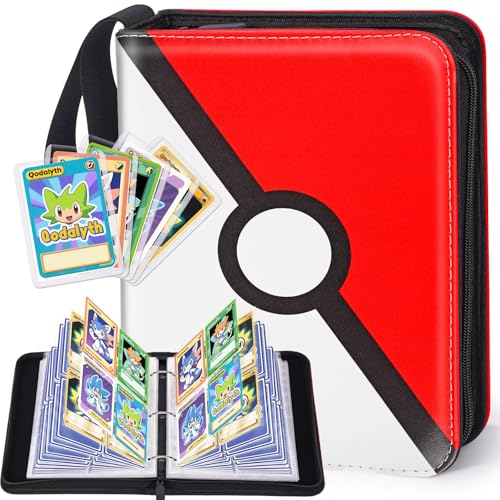 Card Binder with 4 Pockets, 400-Card Capacity, Waterproof PU Cover