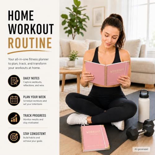 Fitness Planner Workout Journal - Pink Exercise Log Book, 6" x 8.2"