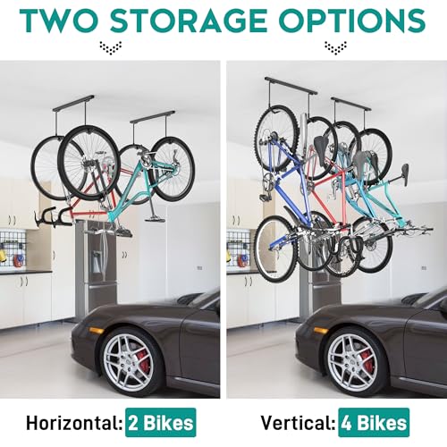 EverHanger Ceiling Bike Rack for 2-4 Bikes Garage Indoor Storage