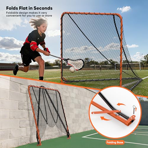 Portable Folding Lacrosse Goal Net - 6' x 6' x 7' - Black