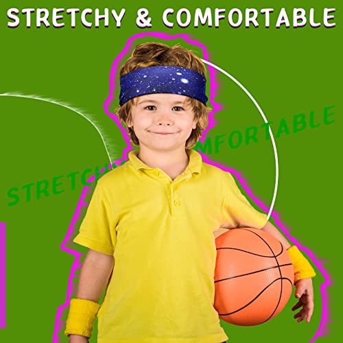 4 Pack Athletic Sweatbands - Breathable Non-Slip Headbands - Galaxy