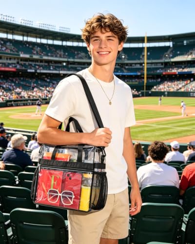 Clear Stadium Tote Bag - 12x6x12 Inches with Detachable Strap