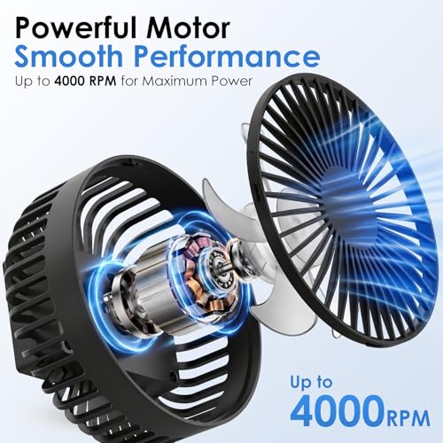 Golf Cart Fan with Magnetic Base - Rechargeable, 3 Speeds, Strong Airflow