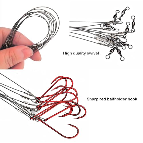 10pcs Fishing Wire Leader Hook Rigs - 6.4inch, Size 4#