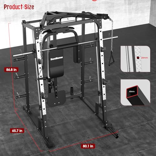 2000LBS Smith Machine Power Cage with LAT Pull-Down - Black / S4