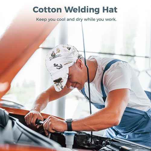 4Pcs Welding Caps, Cotton Welding Hats, Welders Caps with Sweat-absorbing Mesh Liner, Breathable Welding Hats with Elastic Ring for Welders Electricians Power Station Workers