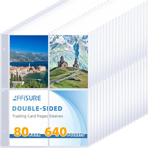 640 Pockets A5 Card Sleeves - 80 Pack Double-Sided Page Protectors