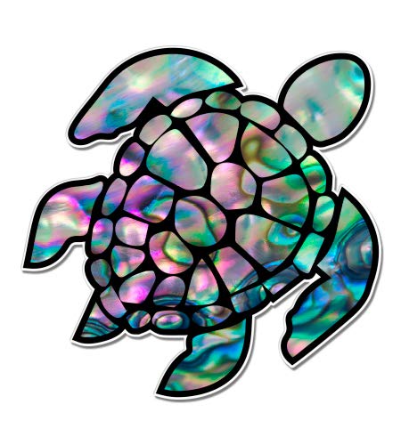 Sea Turtle Vinyl Sticker - Natural Shell Pearl Texture - 3"