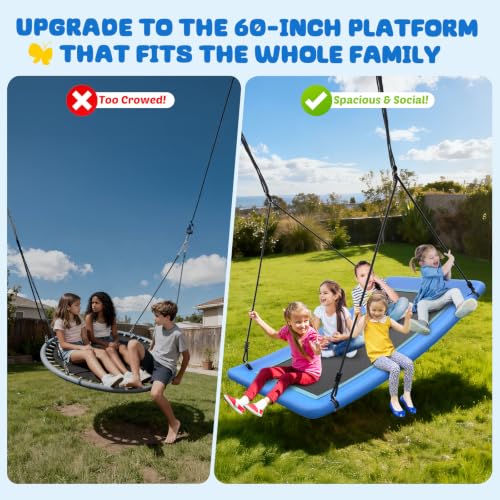 60" Skycurve Tree Swing for Kids and Adults - Blue, 700lb Capacity
