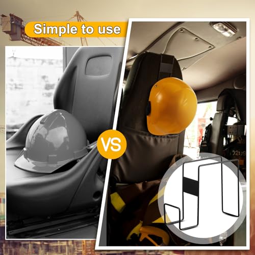 2 Pcs Sturdy Steel Hard Hat Rack Heavy Duty Hard Hat Holder for Truck over the Seat Hanger for Truck Accessories with Back Mount, Black Coated