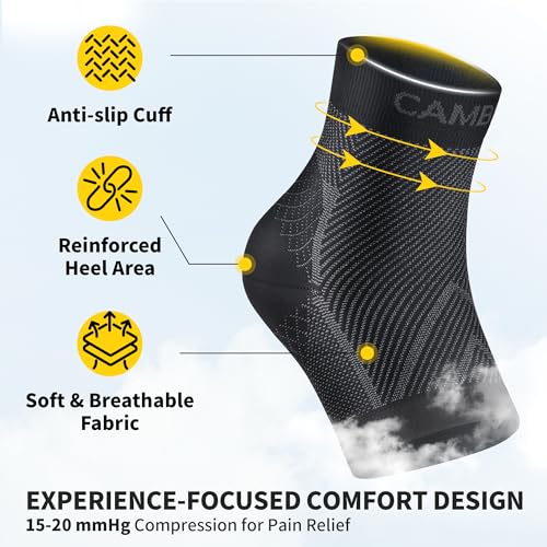 Ankle Compression Sleeve - 15-20 mmHg Support - Black, Large