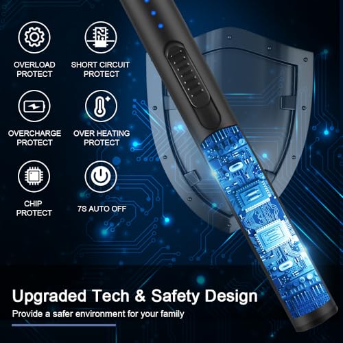 Electric Arc Flameless USB Rechargeable Lighter with Safety Lock - Black