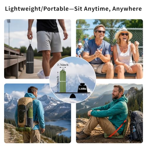 Green Portable Inflatable Folding Seat with Back Support - Lightweight Camping & Travel Chair