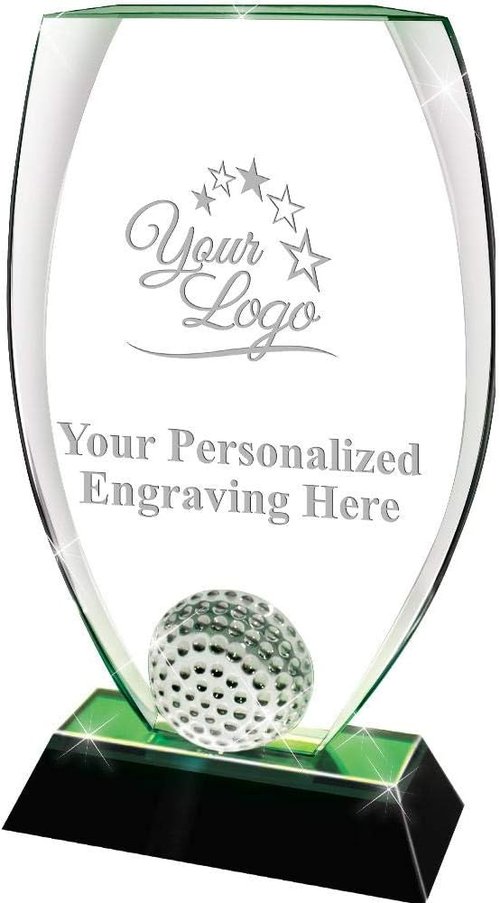 Crown Awards Crystal Golf Trophy - 9.5" Personalized Male Award with Engraving Included