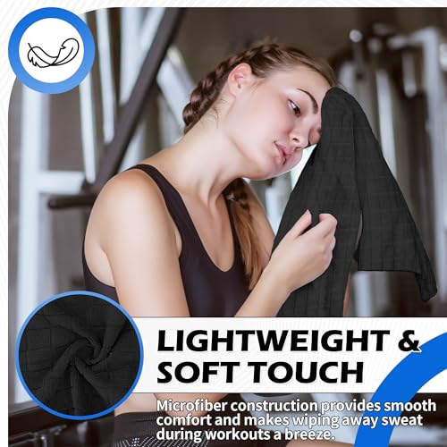 Microfiber Workout Towels - 3 Pack Black Quick Dry Gym Towel
