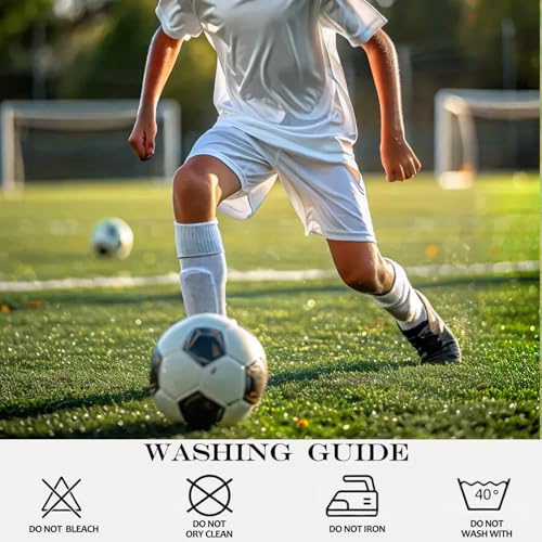 Kids Grip Soccer Socks and Shin Guard Sleeves - White, Age 7-14