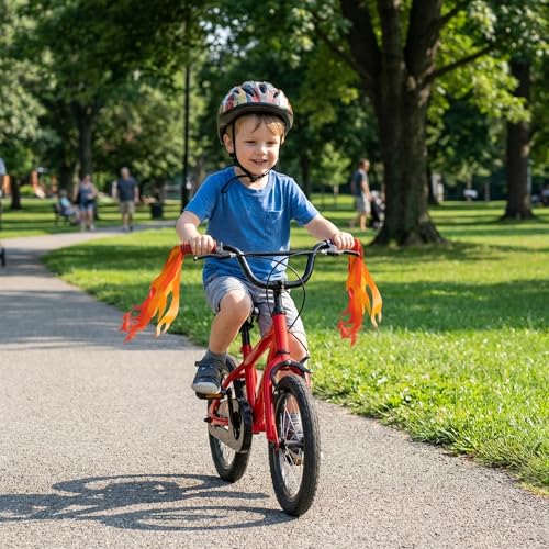 Flame Bicycle Streamers - 10 Inch Red & Orange Tassels, 2 Pcs
