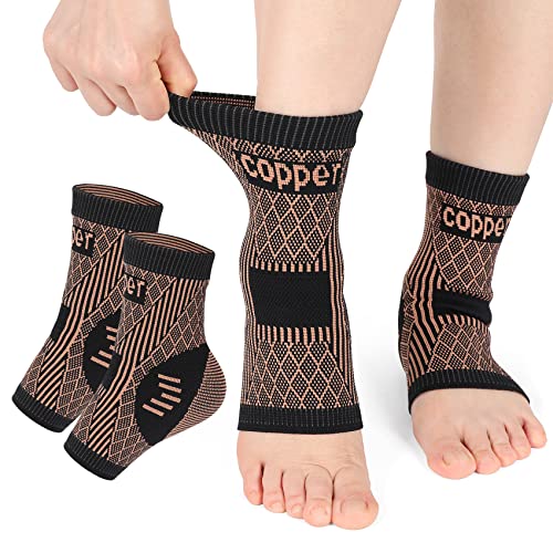 Copper-Infused Ankle Brace Compression Socks - Large