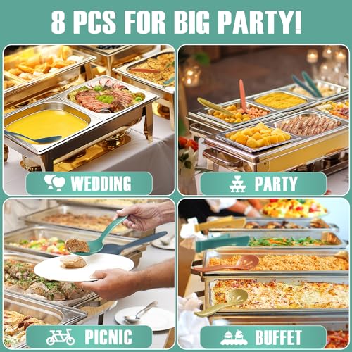 10" Large Plastic Wheat Straw Serving Spoons Set - 8 Pcs, Multi-Color