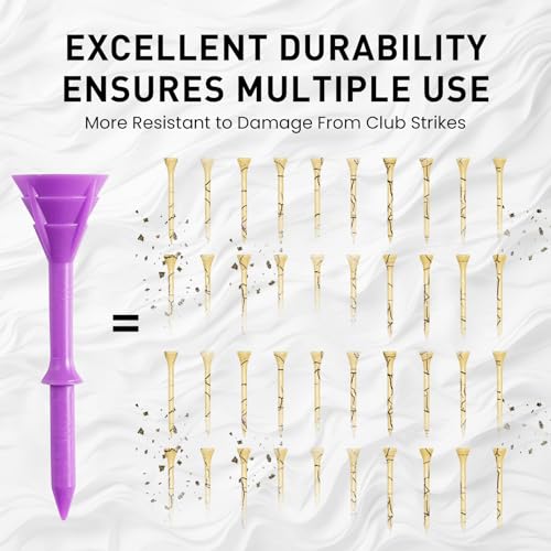 Durable Golf Tees - 3 1/4 Inch Plastic - 30 Pack Multicolor