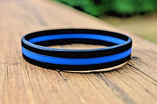 Thin Blue Line Police Support Silicone Wristband - 8"