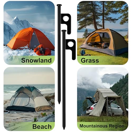 Heavy Duty Forged Steel Tent Stakes - 8 Pack Camping Ground Anchors
