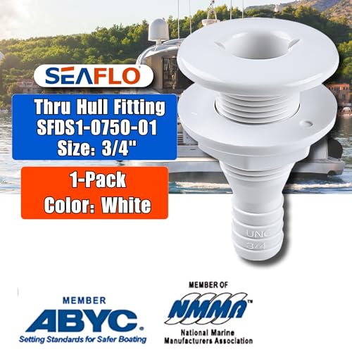 Thru Hull Fittings for 3/4" Hose - White
