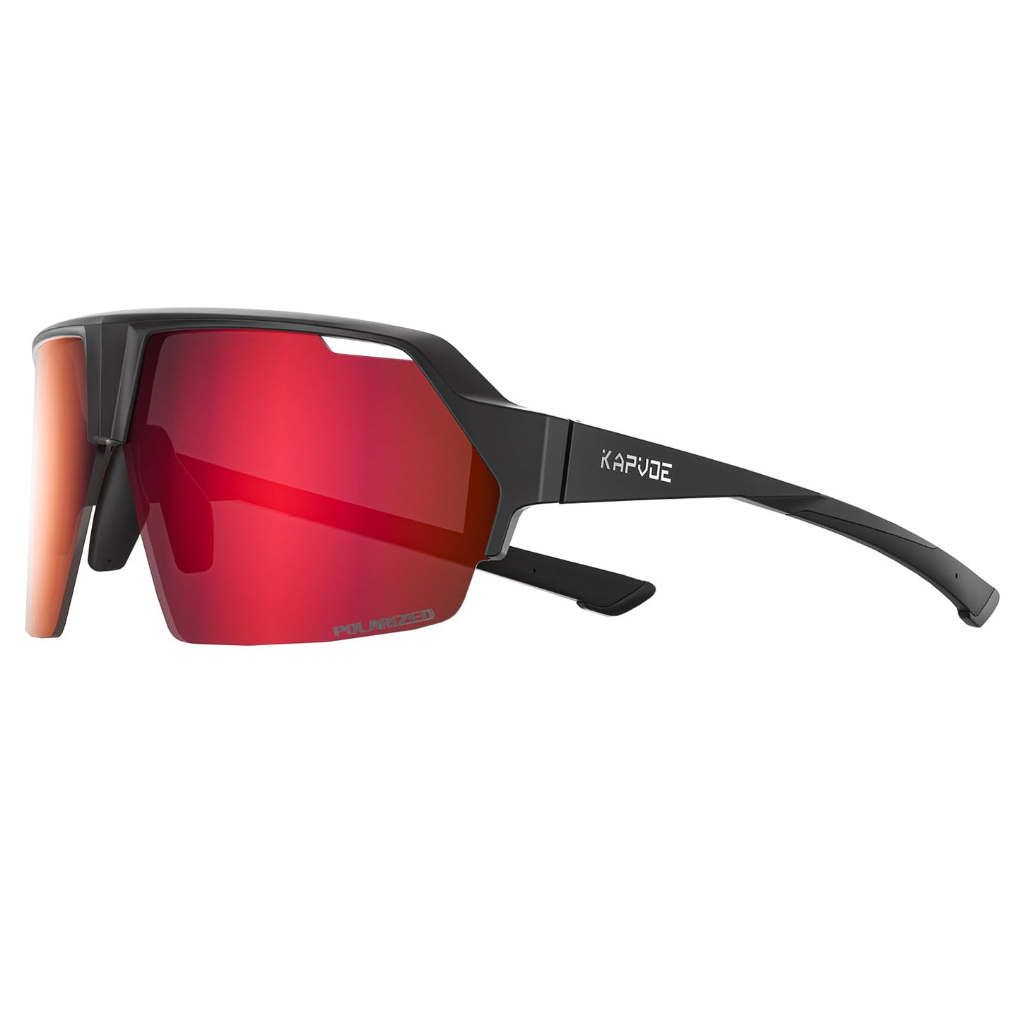 KAPVOE Polarized Cycling Sunglasses Sports Glasses with 2 Interchangeable Lenses UV400 Protection Men Women Bicycle Goggles MTB BMX Fishing Running Riding Golf Driving Bike Softball Baseball 01