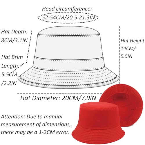 Toddler Sun Bucket Hat - Anti-UV Cotton Wide Brim, 1-3T Red