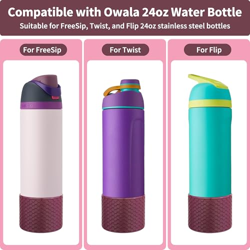 Silicone Protective Boot for Owala 24 oz Water Bottle - Wine Red
