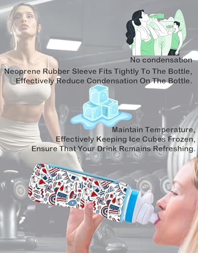 32oz Neoprene Insulated Sleeve for Cirkul Water Bottle - July 4th