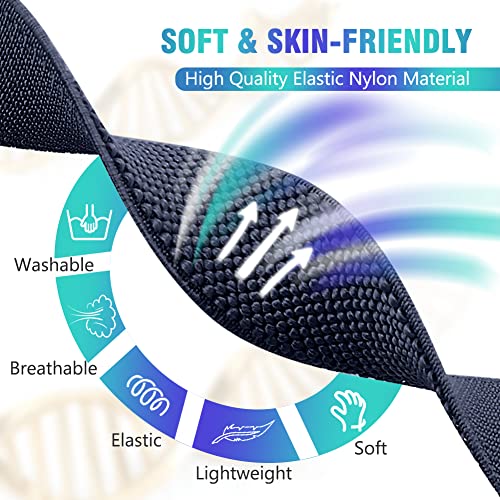 Elastic Nylon Watch Bands - 3 Pack for Fitbit Versa 4/3/Sense - Black, Gray, Indigo